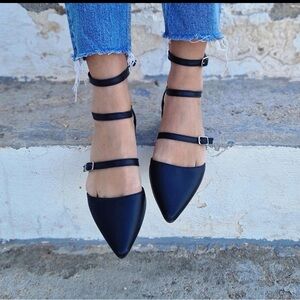 Black Strappy Flats